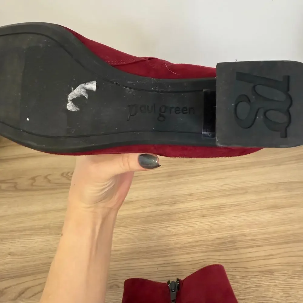 Paul Green Womens Red Chunky Booties Size 6 Beautifully made Quality Thick Heels - Picture 14 of 14